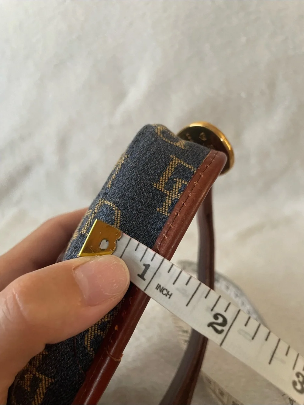 Vintage New Dooney & Bourke Denim Flap Mini Wristlet w/ Leather Trim & Strap